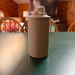 Pier 1 Made in Japan White Ceramic Canister with Decorative Lid